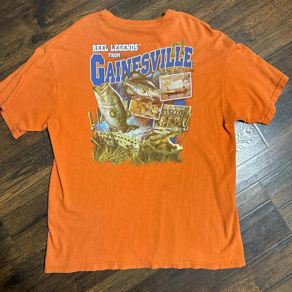 men’s orange gainesville fishing tee